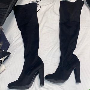 Black Steve Madden Knee High Suede Boots